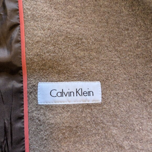 Vintage Calvin Klein Double Breasted Wool/Silk Pea Coat | Oat Women's Size 10 - Picture 13 of 15